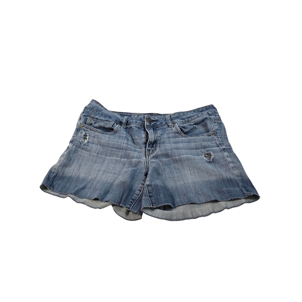 American‎ Eagle Stretch Denim Cut Off Shorts Medium Wash Distressed Womens 14
